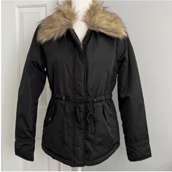 Francesca Black Jacket with Faux Fur Collar Size S - Picture 1 of 9